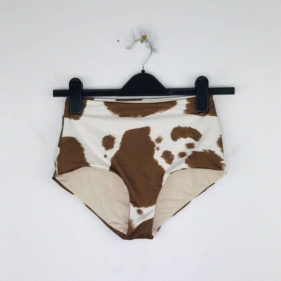 Kitty and Vibe Other - Kitty and Vibe Women's S1 0-00 Bikini Bottom Cow Print Brown White AK39